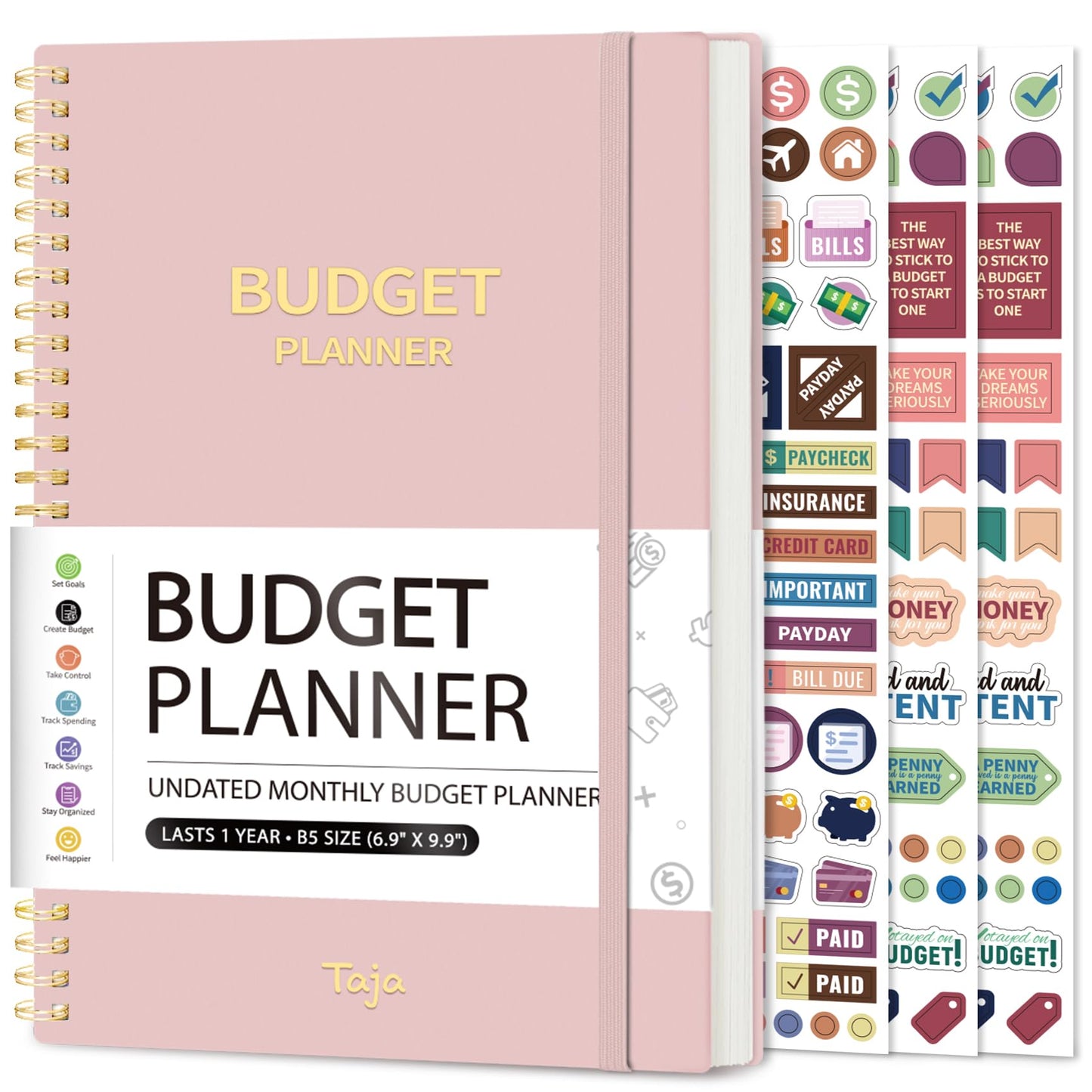 Budget Planner - Monthly Budget Book with Expense Tracker Notebook, Undated Bill Organizer & Finance Planner to Take Control of Your Money, 2024-2025 Account Book to Manage Your Finances-Black