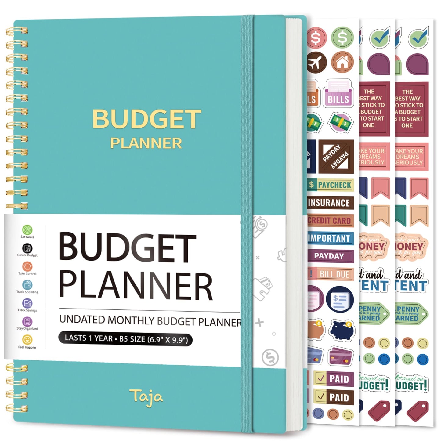 Budget Planner - Monthly Budget Book with Expense Tracker Notebook, Undated Bill Organizer & Finance Planner to Take Control of Your Money, 2024-2025 Account Book to Manage Your Finances-Black