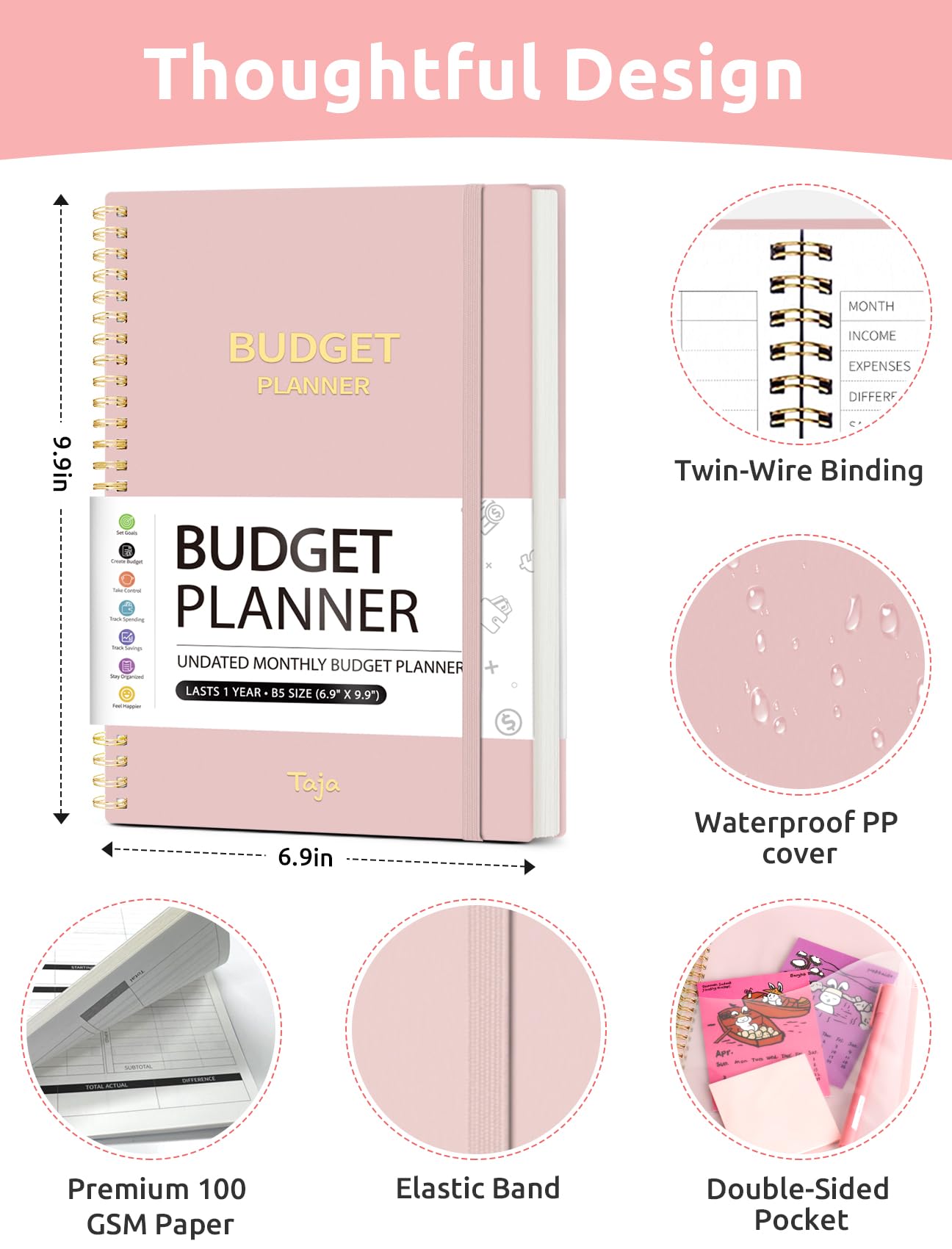 Budget Planner - Monthly Budget Book with Expense Tracker Notebook, Undated Bill Organizer & Finance Planner to Take Control of Your Money, 2024-2025 Account Book to Manage Your Finances-Black