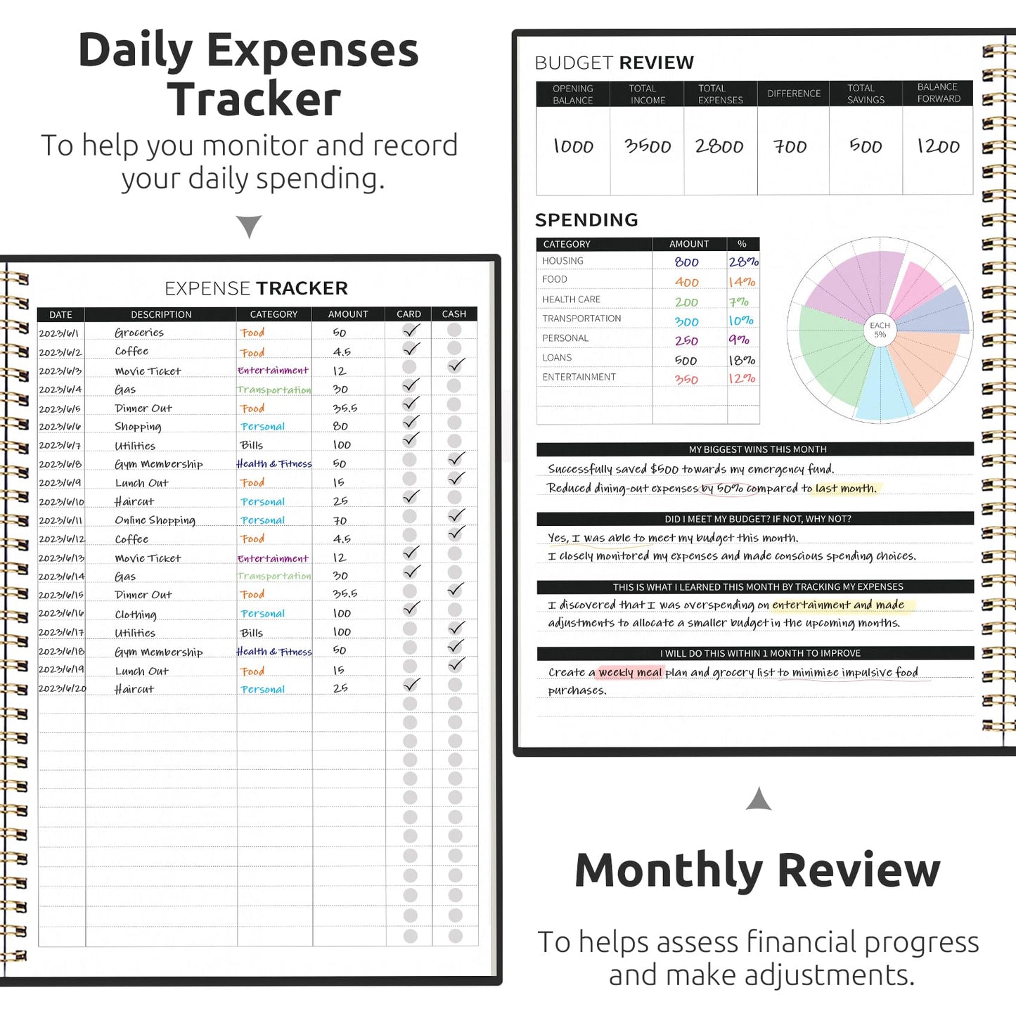 Budget Planner - Monthly Budget Book with Expense Tracker Notebook, Undated Bill Organizer & Finance Planner to Take Control of Your Money, 2024-2025 Account Book to Manage Your Finances-Black