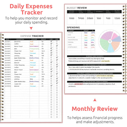 Budget Planner - Monthly Budget Book with Expense Tracker Notebook, Undated Bill Organizer & Finance Planner to Take Control of Your Money, 2024-2025 Account Book to Manage Your Finances-Black