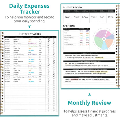 Budget Planner - Monthly Budget Book with Expense Tracker Notebook, Undated Bill Organizer & Finance Planner to Take Control of Your Money, 2024-2025 Account Book to Manage Your Finances-Black