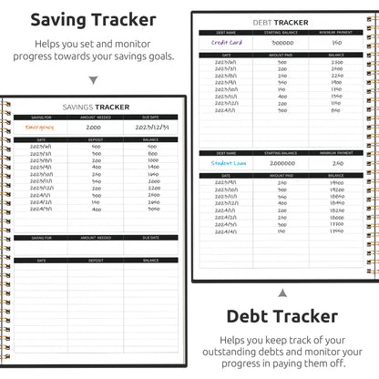 Budget Planner - Monthly Budget Book with Expense Tracker Notebook, Undated Bill Organizer & Finance Planner to Take Control of Your Money, 2024-2025 Account Book to Manage Your Finances-Black